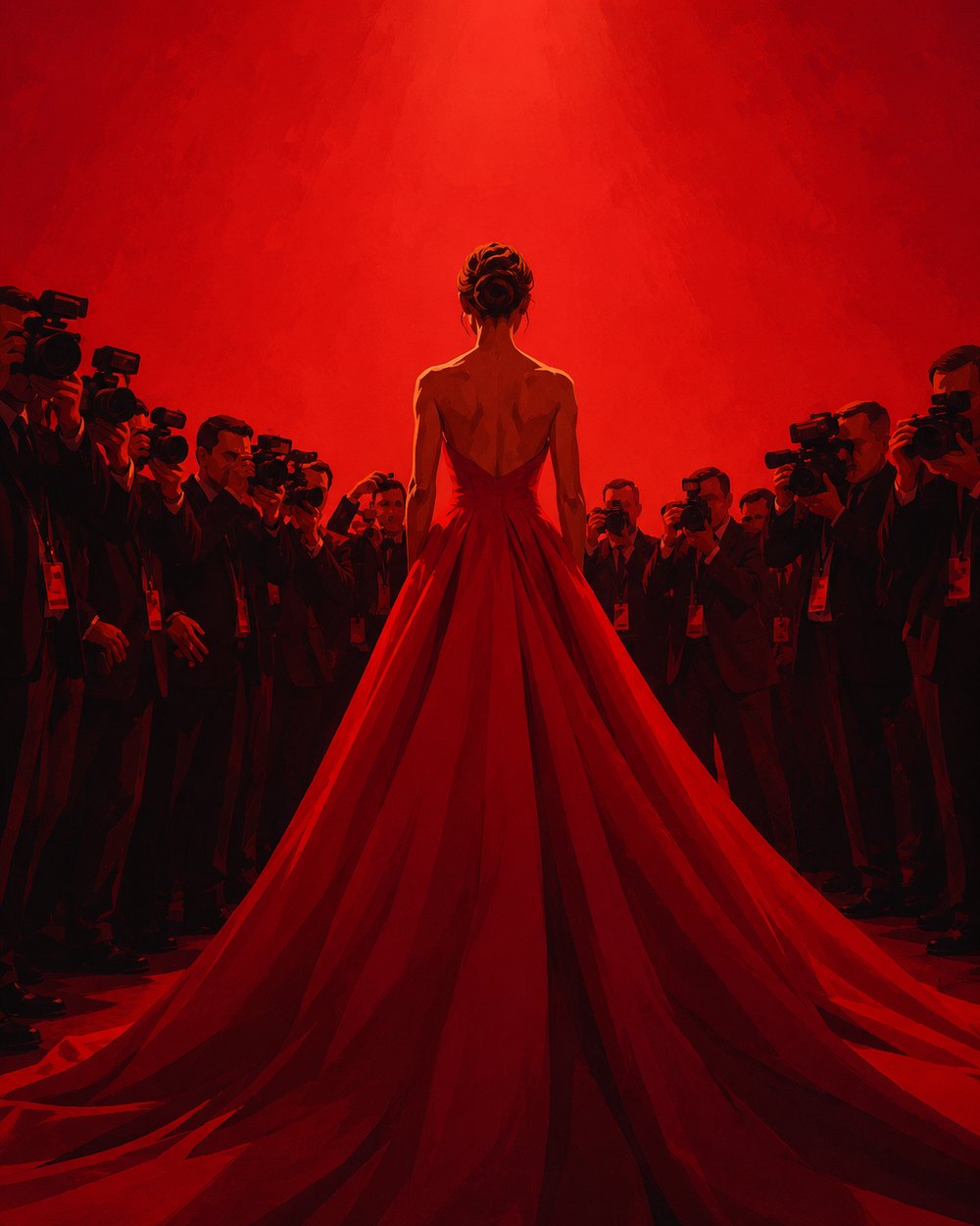 A gown on the red carpet before the photographers