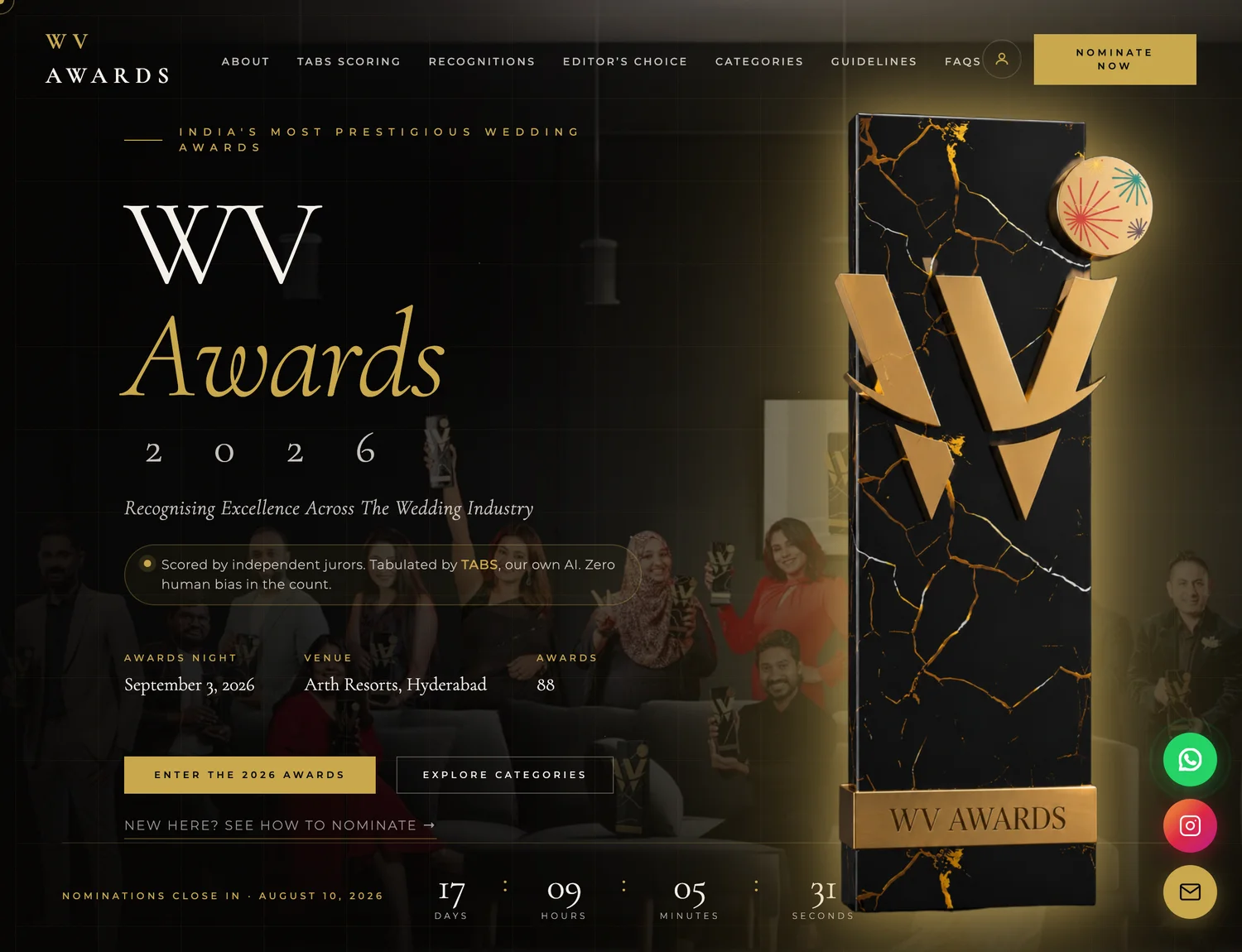 Open the nomination portal — WV Awards nomination portal screenshot
