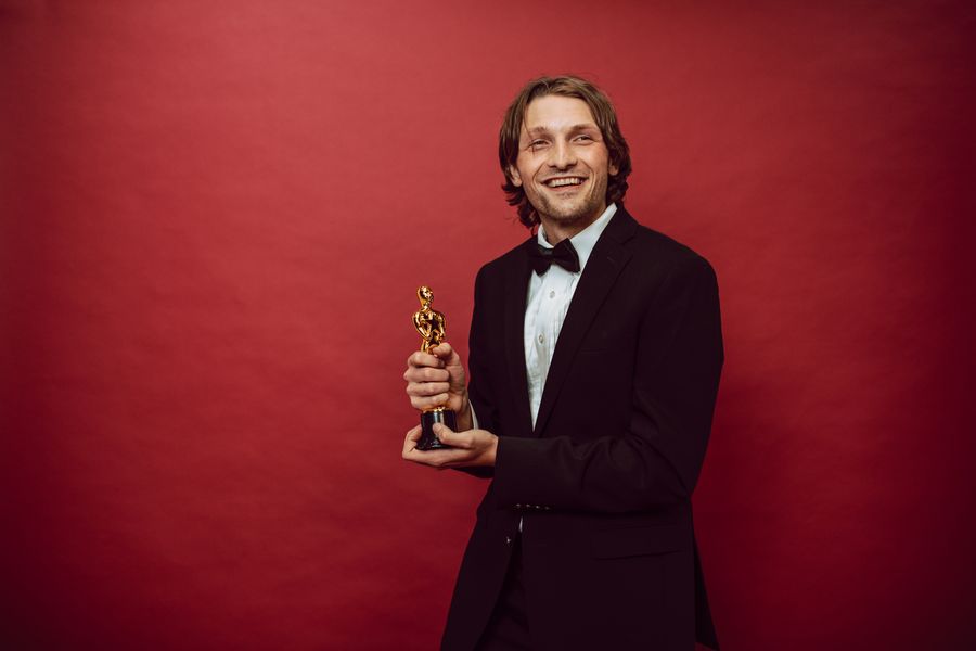 Catering winner with trophy