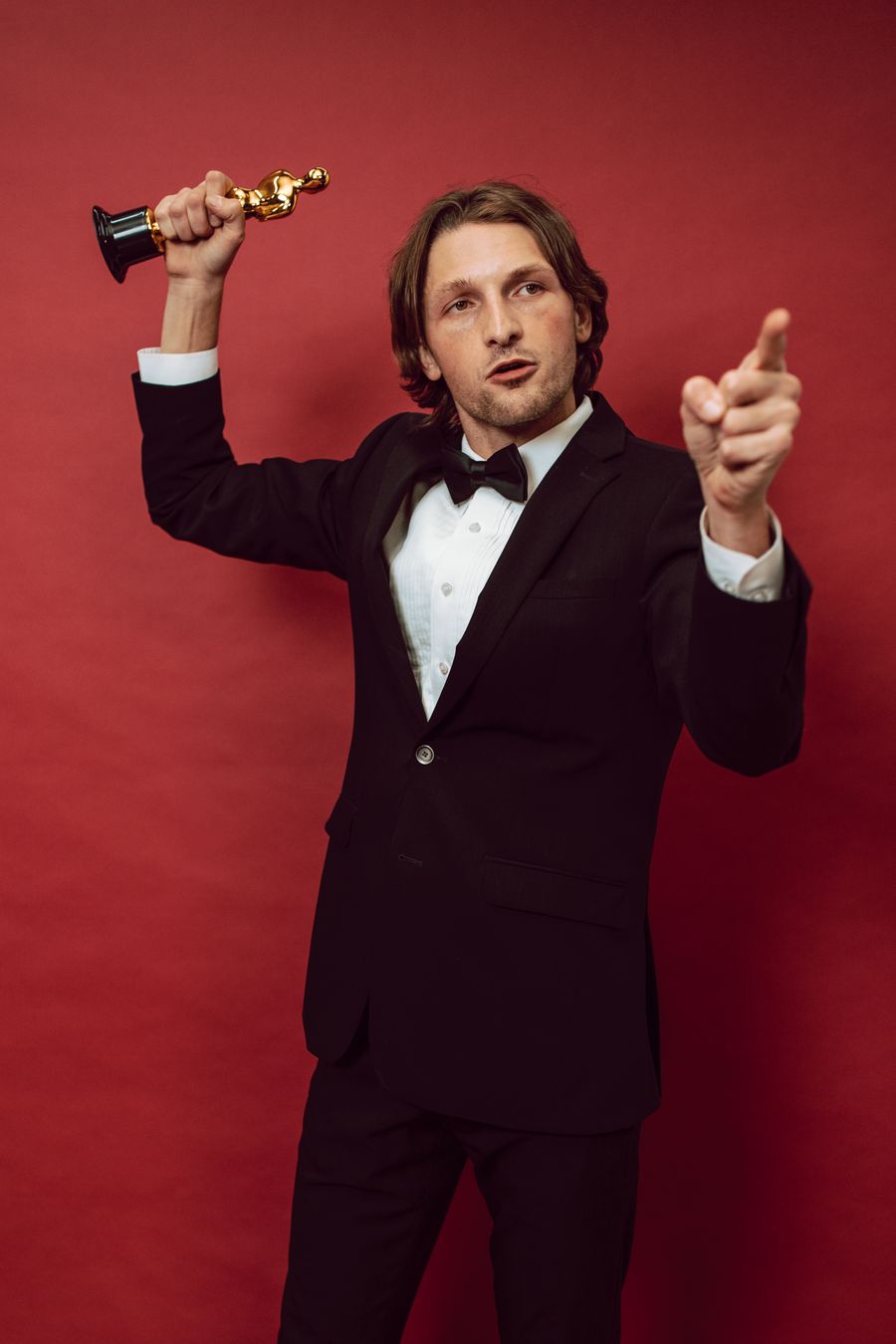 Entertainment winner with trophy